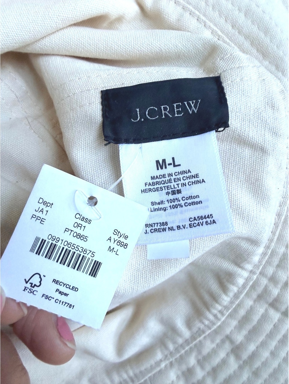 J.Crew Floral Sun Hat Packable Cotton NWT M/L - Picture 4 of 8